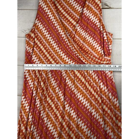 J Jill Maxi Dress Womens XL Faux Wrap Orange Colorful Boho Sleeveless Knit - Picture 10 of 10